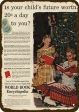 1949 Kids ENCYCLOPEDIA CHRISTMAS Vintage-Look DECORATIVE REPLICA METAL SIGN