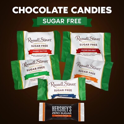 SUGAR FREE MIX ASSORTED MILK/DAR CHOCOLATE RUSSELL HERSHEYS CANDY BULK VALUE BAG