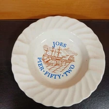 Vintage Joes Pier Fifty Two  Ceramic Ashtray New York City Restaurant Round