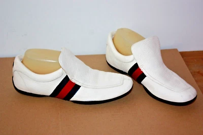 GUCCI Mocassins Femme Cuir Grainé Blanc T 38 C Modèle 108898 TBE - Photo 1/4