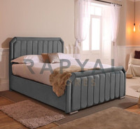 LISBON OTTOMAN STORAGE  BED PANEL PLUSH VELVET UPHOLSTERED BED FRAME