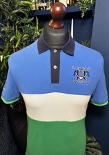 Hackett London Polo Shirt Colour Block Mens Medium Slim Fit Terraces Casuals
