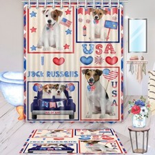 Jack Russell Dog Bath Mat & Shower Curtain Set Personalized Many Designs NWT