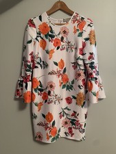 Asos Floral Print Ruffle Dress White Women's Size 6