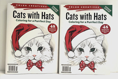 Stocking Stuffer Color Creatives Cats With Hats Adult Coloring Book 48 Designs