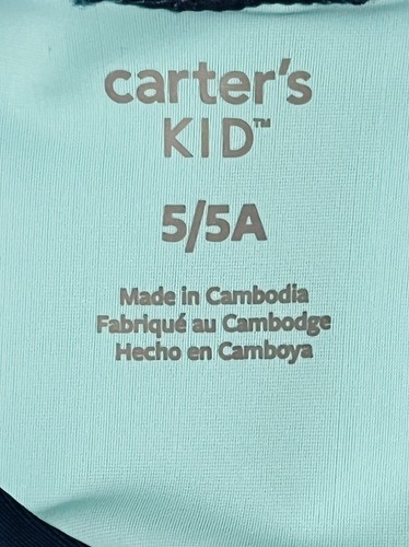 Carter's Kids Jaw UPF 50+ Swimming Sun Shirt Blue Size 5 Short Sleeve Summer - Picture 3 of 5