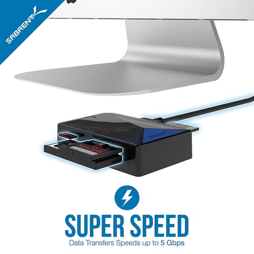 Sabrent USB 3.0 S-Speed 4-slot Memory Card Reader CF MMC SDXC MS PC/ MAC CR-BMC3 - Picture 6 of 9