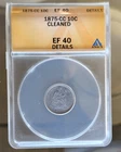 1875 CC United States Seated Liberty Silver Dime ANACS EF 40 Cleaned