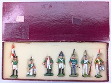 Vtg Russian Napoleonic Army 54mm Metal Toy Soldiers Boxed Set Hand Painted 7 pc