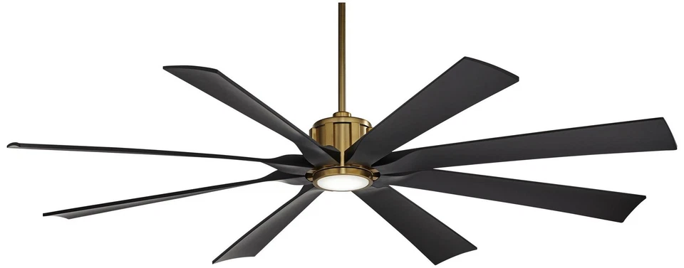 70" Defender Modern Indoor Outdoor Ceiling Fan with LED Light Remote Brass Black - Image 2 of 4