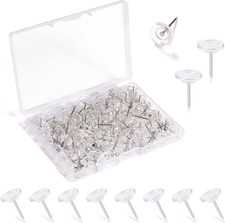 150 PCS Push Pins, Standard Plastic Head Steel Point Clear Thumb Tacks for Wall,
