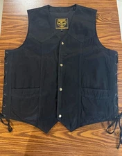 Men’s 2XL Conceal Carry Black Denim Cycle Vest Milwaukee Performance