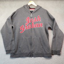 Josh Groban Zip Up 2XL Hoodie Gray Red Logo Graphic Concert Merch Sweatshirt