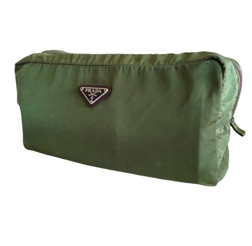 PRADA nylon pouch cosmetics triangular logo plate… - image 2