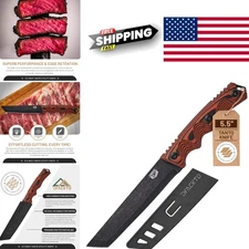 Utility Knife 5.5 Inch Tanto Blade High Carbon Steel for Kitchen and Camping