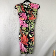 Cruise Dress Womens 2 Multicolor Tropical Floral Buckle Bodycon Jersey Sheath