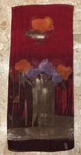 VTG Italian Polyester Rectangle Abstract Floral Shades Of Red Scarf 29x13