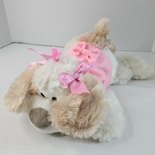 KellyToy Lying Puppy Plush Pink Bows Shirt Floppy Dog Stuffed Animal Toy 2016