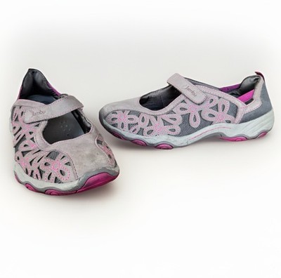 Jambu Lindsey Hypergrip Gray Pink Suede Mary Jane Trail Comfort Size 6.5