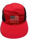 Polo Sport Ralph Lauren Embroidered USA Made Flag Red Vtg 90s Nylon Mesh Hat