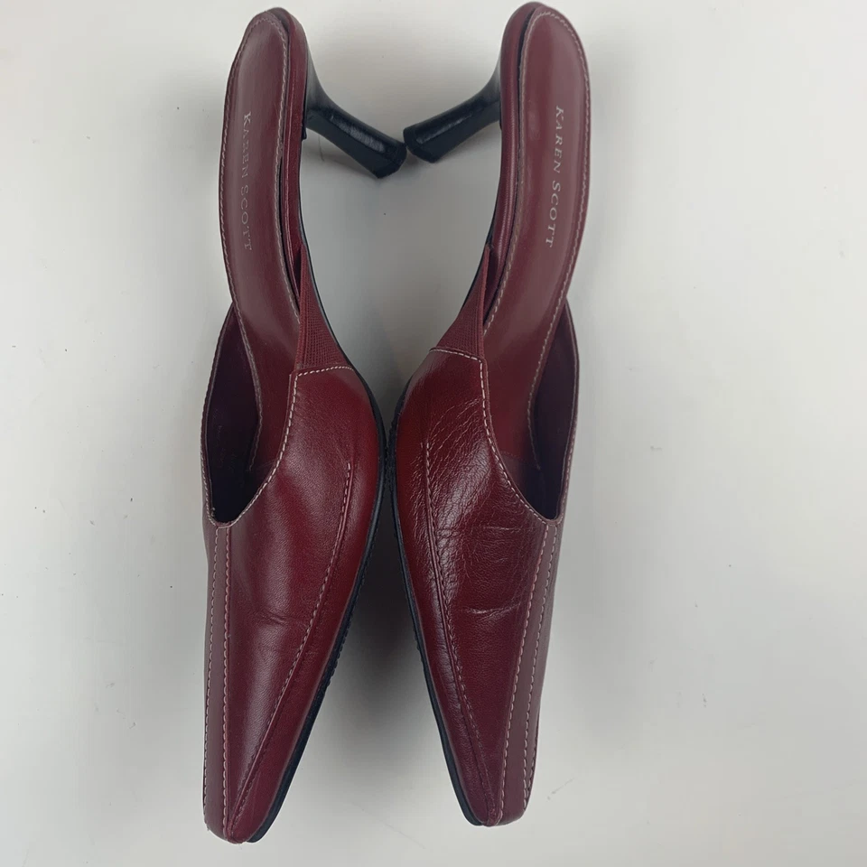 Zapatos sin cordones Karen Scott vintage de cuero rojo talla 7,5 para mujer Foto 3 de 4