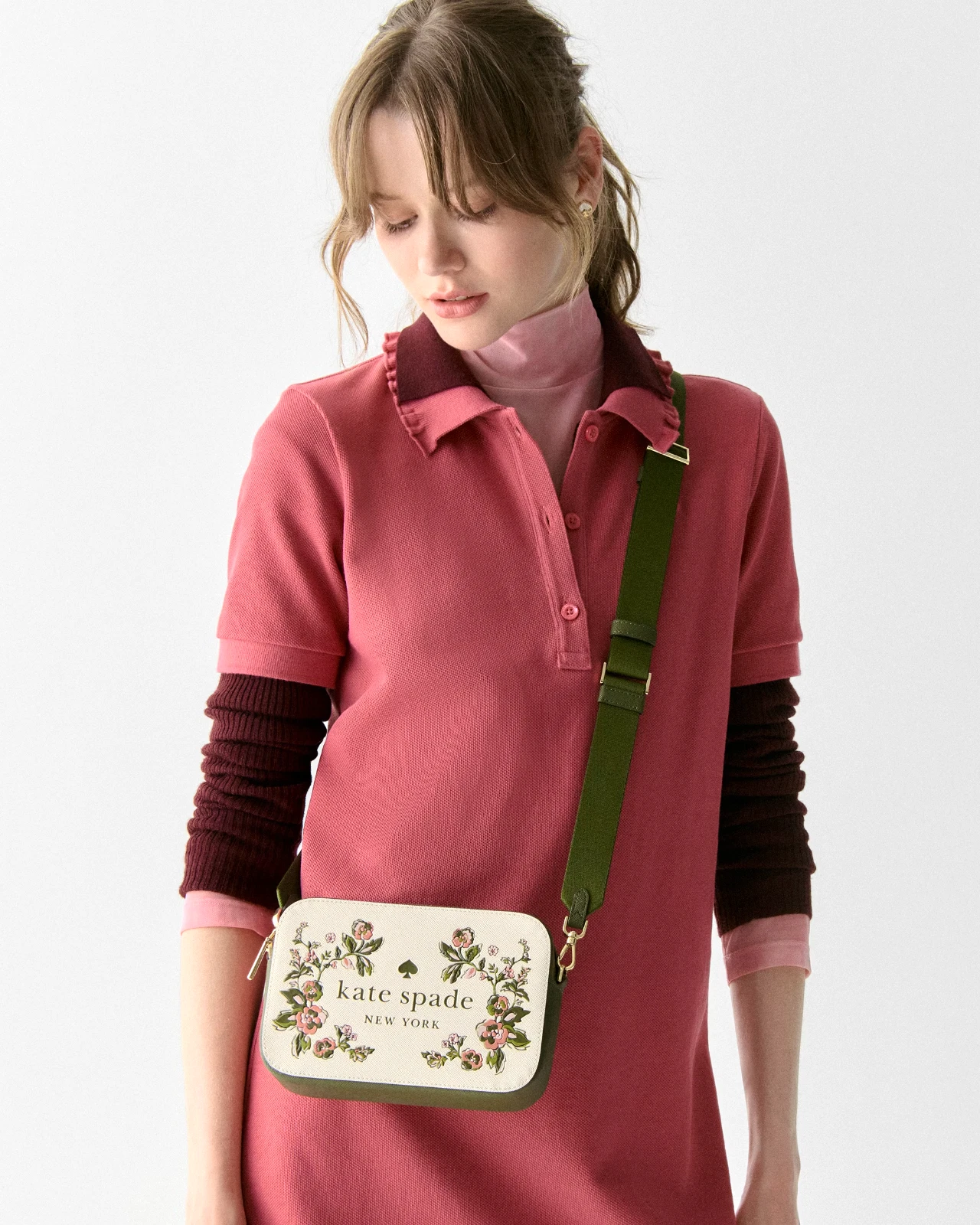 Nuova borsa per fotocamera Kate Spade Oh Snap floreale meringa multi