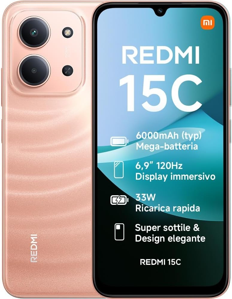 Xiaomi Redmi 15C 4G Orange 4+4/256GB Dual Sim - (Garanzia Italia - No Brand)