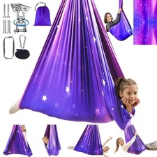 Sensory Swing for Kids Indoor  Outdoor Double Layer Therapy Cuddle Hammock C...