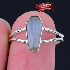 Blue Lace Agate Stone New Statement Daughter Ring Jewelry Size 8 Sterling Silver