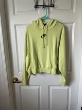 Nike Sportwear Women's Air Green/Black Crop Fleece Hoodie Size XL