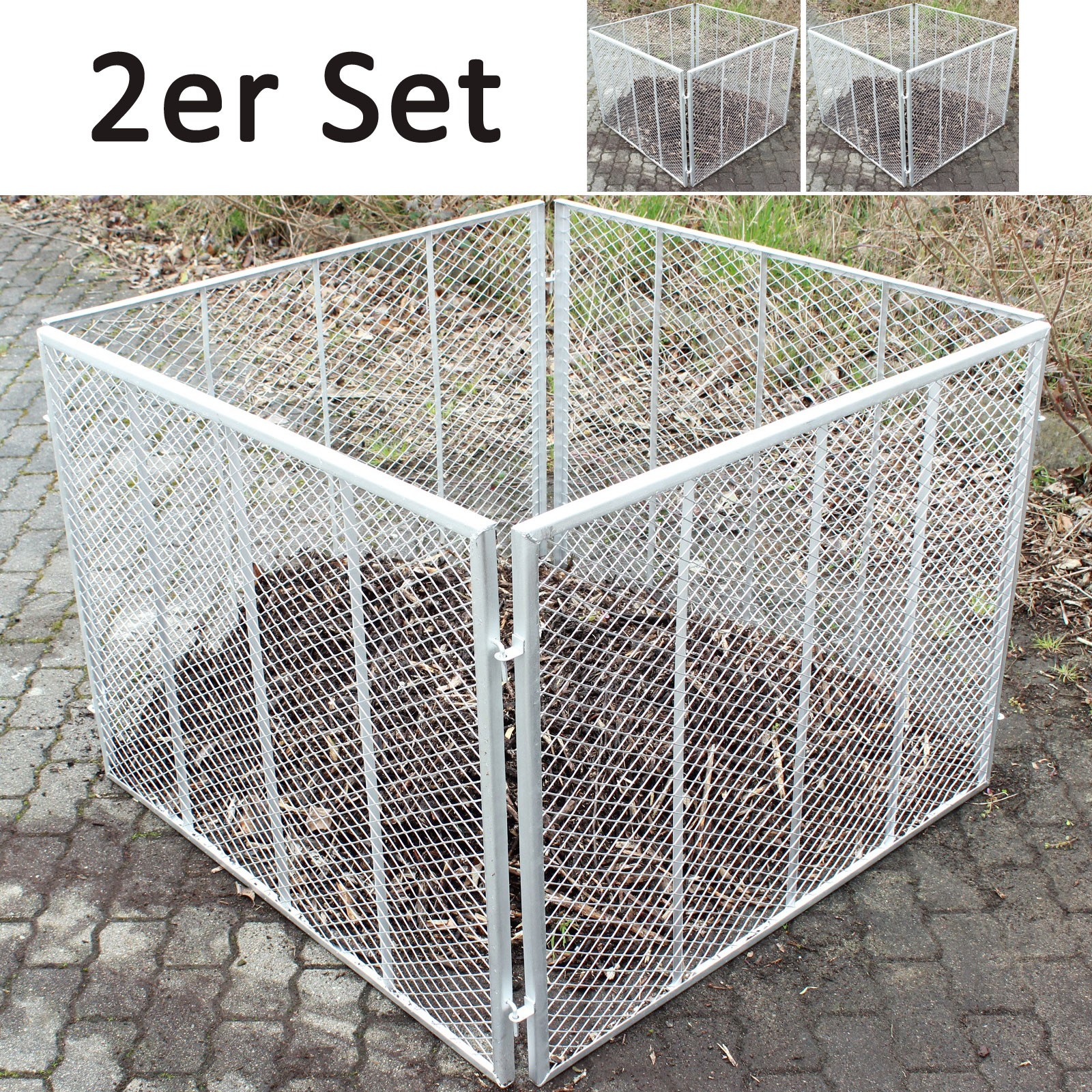 KomposterMetallkomposte<wbr>r100x100x80cm2xSetausStreckmetallGartenkomposte<wbr>r