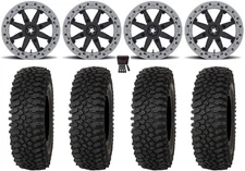 MSA Lok2 Bdlk 14" Wheels Bk 28" Roctane ST Tires Kawasaki Brute Force IRS