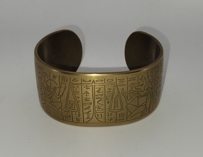 Armband Ägyptische Manschette Szene des Wiegens des Herzens (Thot & Anubis) Messing TR1