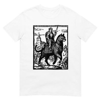 Black Cat Knight T-Shirt Medieval Fantasy Funny Warrior Cat Tee