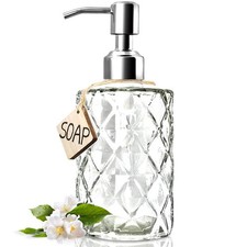 12 Oz Glass Soap Dispenser with 304 Rust Proof Stainless Steel Pump, Bathroom