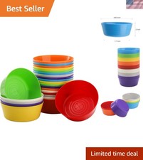 Vibrant Toddler Bowl Set - 24 Unbreakable Plastic Bowls, 11 Oz, 8 Colors