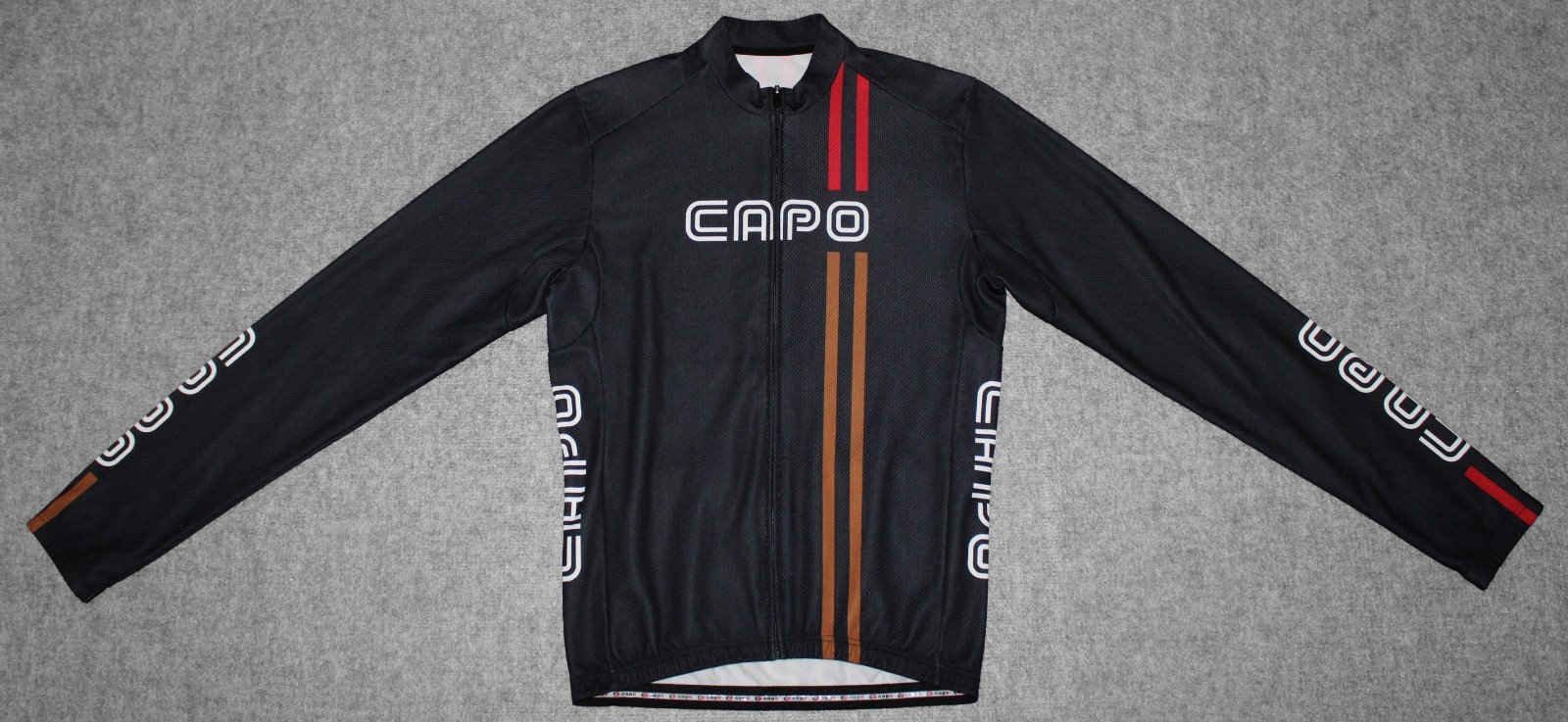 CAPO MODENA FULL ZIP L/S BIKE JERSEY Cool Weather Black Cycling sz L Jersey