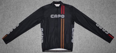 CAPO MODENA FULL ZIP L/S BIKE JERSEY Cool Weather Black Cycling sz L Jersey