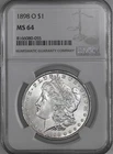 1898-O  $1  MORGAN SILVER DOLLAR NEW ORLEANS NGC MS64 #8166080-055 TONED REVERSE