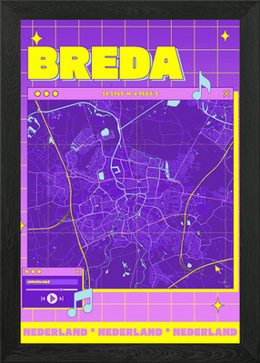 Breda Map Poster - Retro Design Framed Wall Art Poster Canvas Print Picture