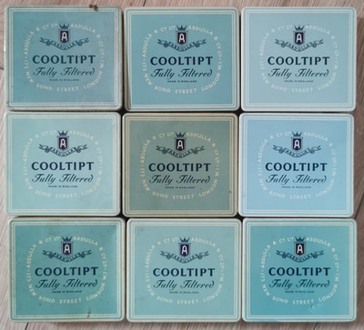 ABDULLA COOLTIPT - UK X 9 leere 20er Zigarettendosen Packungen Päckchen