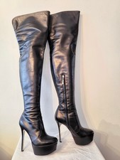 Bottes cuissardes "Noir" - "ANDREA CANCELLIERI" - T.38 ( Modèle de défilé Mode)
