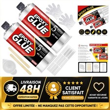 Colle époxy bi-composant 100 ml prise rapide 5 min adhésif transparent