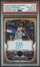2022 BOWMAN CHROME UNIVERSITY #102 SCOOT HENDERSON 10/50 PSA 10 AUTO 10