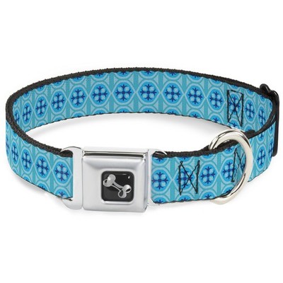Dog Collar Bone Wallpaper2 Baby Blue/Blue WIDE-Medium 16-23'' (US IMPORT)