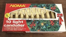 Vintage NOMA 10 Light Candolier Midget Bulbs Made In Taiwan Christmas Lights