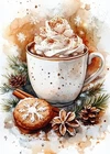 Print ACEO Art Card Christmas Cup Hot Cocoa Cream Cinnamon Limited Edition