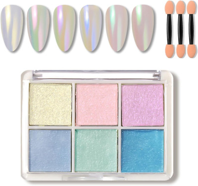 Aurora-Chrom-Nagelpulver: 6 Farben für Spiegeleffekt und Meerjungfrauen-Look
