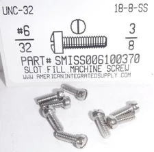 #6-32x3/8 Fillister Head Slotted Machine Screws 18-8 Stainless Steel (50)