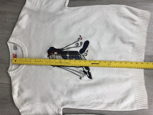 Pivot Rules Golf Sweater White 100% Cotton Golf Design Mens Size XL - Picture 9 of 12